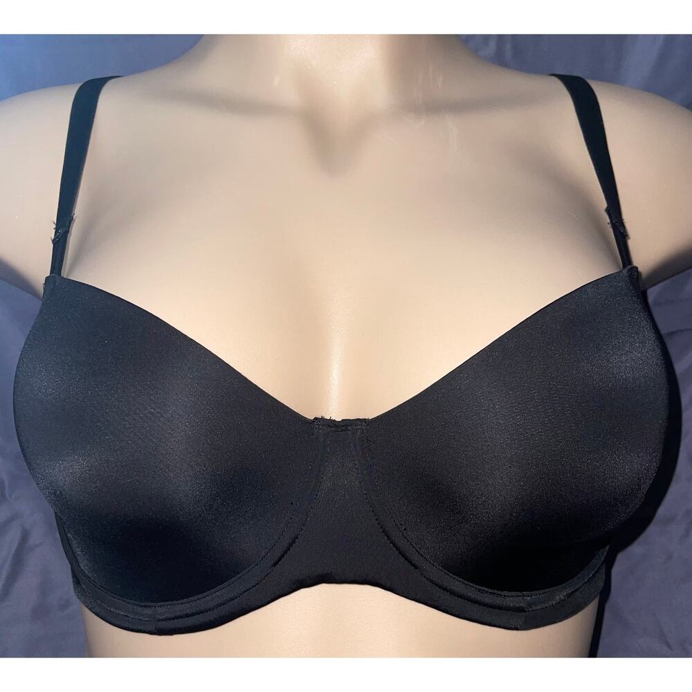 34C BLACK SATIN VICTORIA'S SECRET DREAM ANGELS UNLINED DEMI BRA